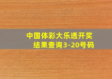 中国体彩大乐透开奖结果查询3-20号码