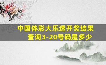 中国体彩大乐透开奖结果查询3-20号码是多少