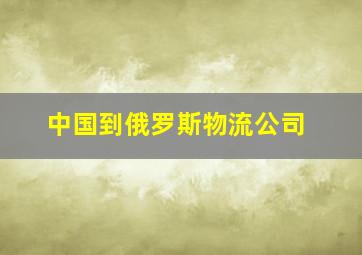 中国到俄罗斯物流公司