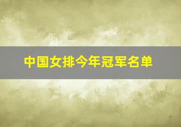 中国女排今年冠军名单