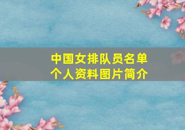 中国女排队员名单个人资料图片简介