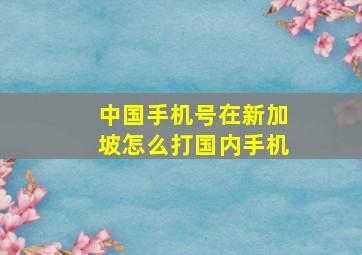 中国手机号在新加坡怎么打国内手机