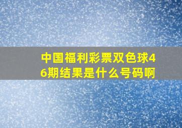 中国福利彩票双色球46期结果是什么号码啊