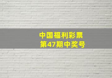 中国福利彩票第47期中奖号