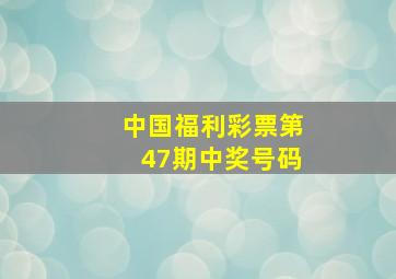 中国福利彩票第47期中奖号码