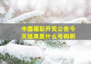 中国福彩开奖公告今天结果是什么号码啊