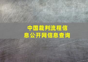 中国裁判流程信息公开网信息查询