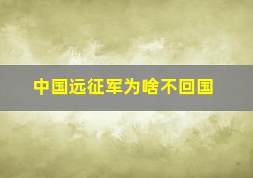 中国远征军为啥不回国