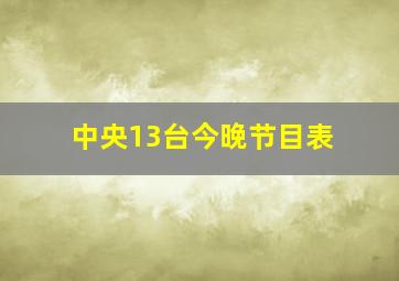 中央13台今晚节目表