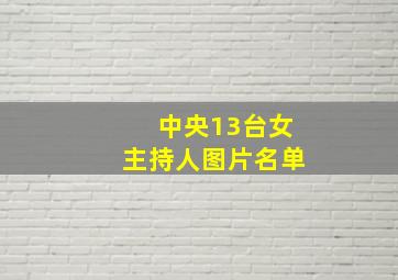 中央13台女主持人图片名单