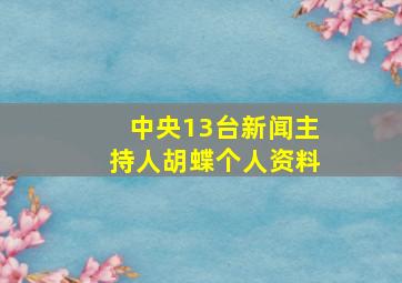 中央13台新闻主持人胡蝶个人资料