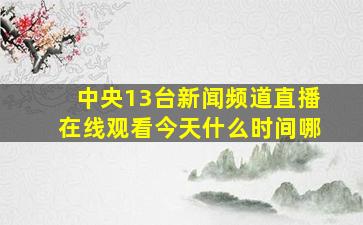 中央13台新闻频道直播在线观看今天什么时间哪