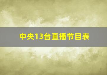 中央13台直播节目表