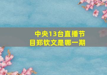 中央13台直播节目郑钦文是哪一期