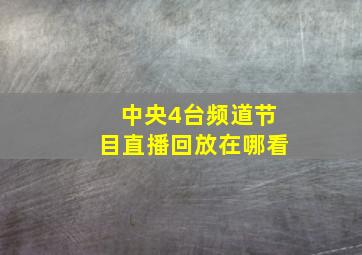 中央4台频道节目直播回放在哪看