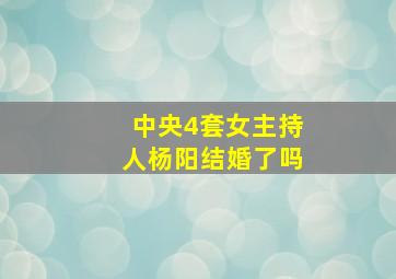 中央4套女主持人杨阳结婚了吗