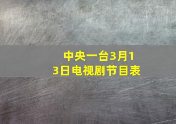 中央一台3月13日电视剧节目表