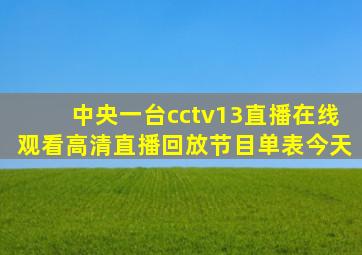 中央一台cctv13直播在线观看高清直播回放节目单表今天