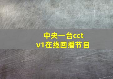 中央一台cctv1在线回播节目