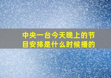 中央一台今天晚上的节目安排是什么时候播的