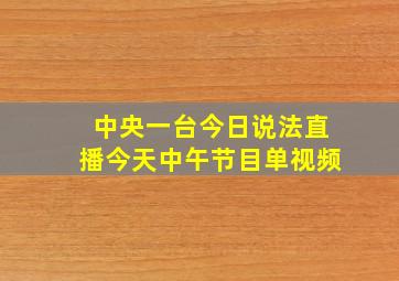 中央一台今日说法直播今天中午节目单视频