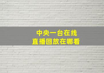 中央一台在线直播回放在哪看