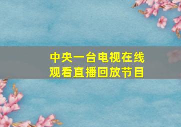 中央一台电视在线观看直播回放节目