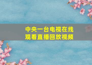 中央一台电视在线观看直播回放视频