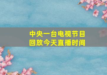 中央一台电视节目回放今天直播时间