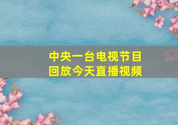 中央一台电视节目回放今天直播视频