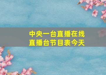 中央一台直播在线直播台节目表今天