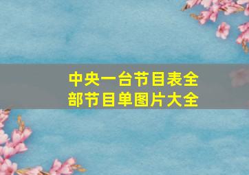 中央一台节目表全部节目单图片大全