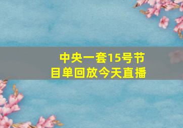 中央一套15号节目单回放今天直播