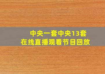 中央一套中央13套在线直播观看节目回放