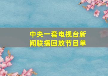 中央一套电视台新闻联播回放节目单