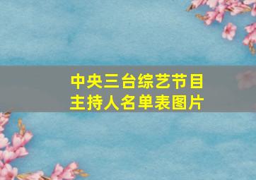 中央三台综艺节目主持人名单表图片