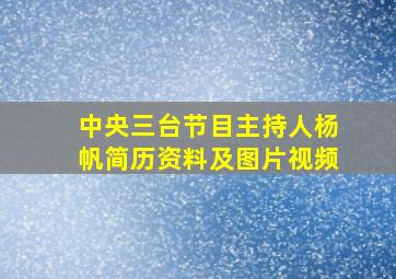 中央三台节目主持人杨帆简历资料及图片视频