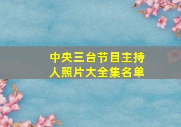 中央三台节目主持人照片大全集名单