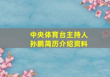 中央体育台主持人孙鹏简历介绍资料