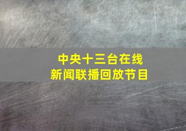 中央十三台在线新闻联播回放节目