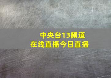 中央台13频道在线直播今日直播