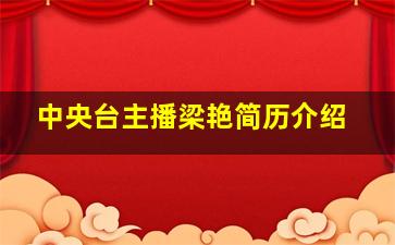 中央台主播梁艳简历介绍