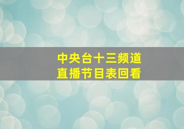 中央台十三频道直播节目表回看