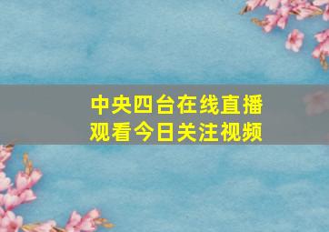 中央四台在线直播观看今日关注视频