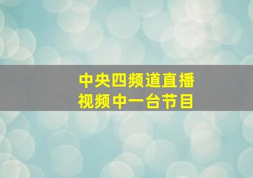 中央四频道直播视频中一台节目