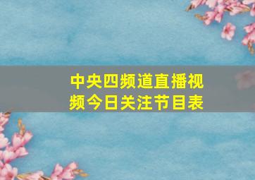 中央四频道直播视频今日关注节目表