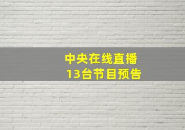 中央在线直播13台节目预告