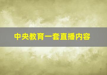 中央教育一套直播内容