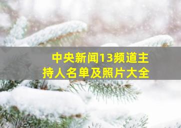 中央新闻13频道主持人名单及照片大全