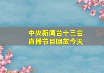 中央新闻台十三台直播节目回放今天